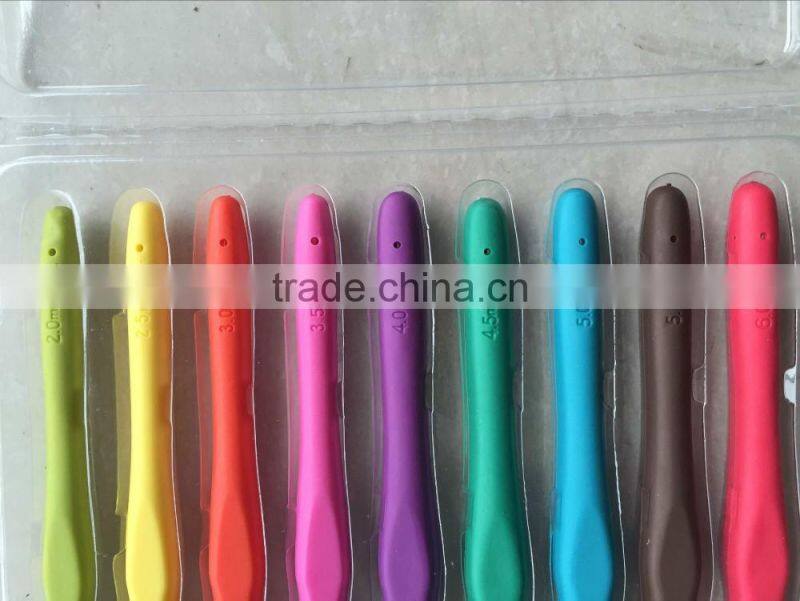 New Design Knitting Needle Crochet hook, 9pcs Rubber Crochet hooks with plastic case