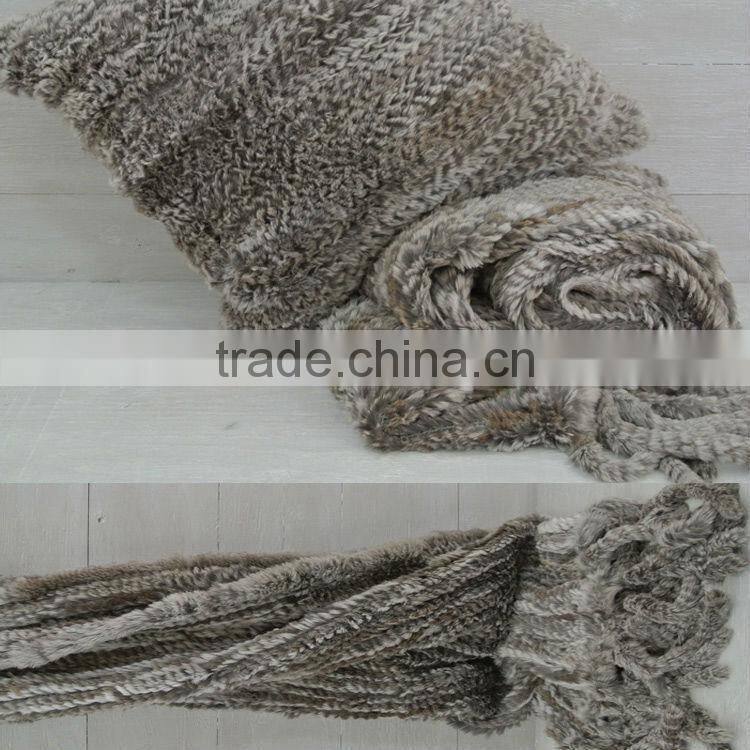 YR887 Hot Sale Knitted Rabbit Fur Blanket with Cushion Covers/Sofa Blankets