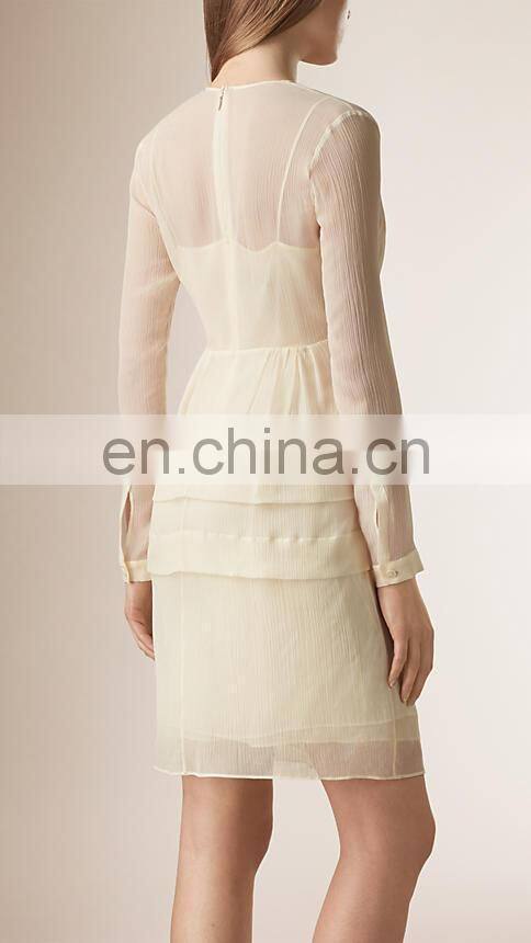 2016 Spring Design New In! Sexy V Neck Long Sleeve Korean Chiffon 40S Dress for Women NT6558