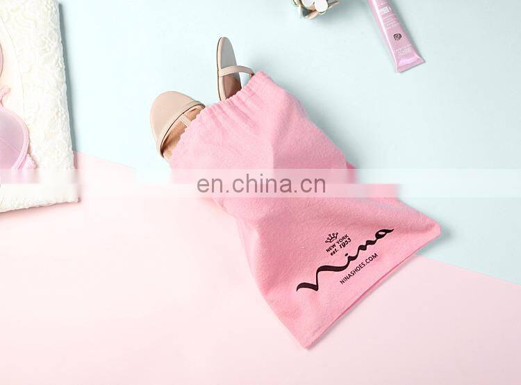 Wholesale cotton flannel drawstring shoe bag for packing shoes