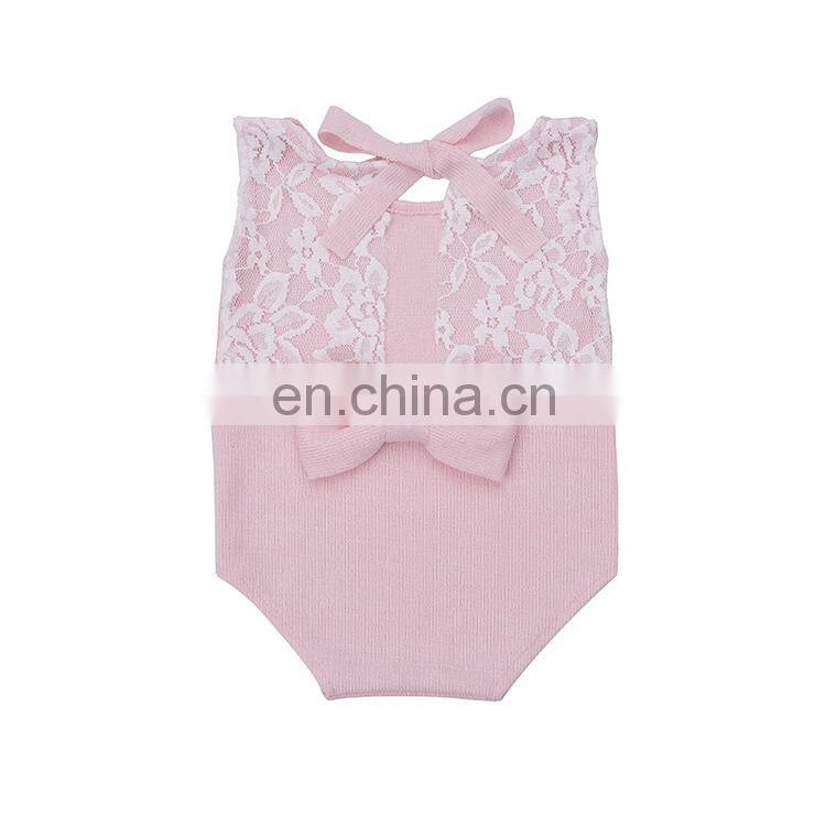 New design summer kids outfit dainty rompers baby girl lace romper Dainty Romper Newborn knit romper Baby lace props