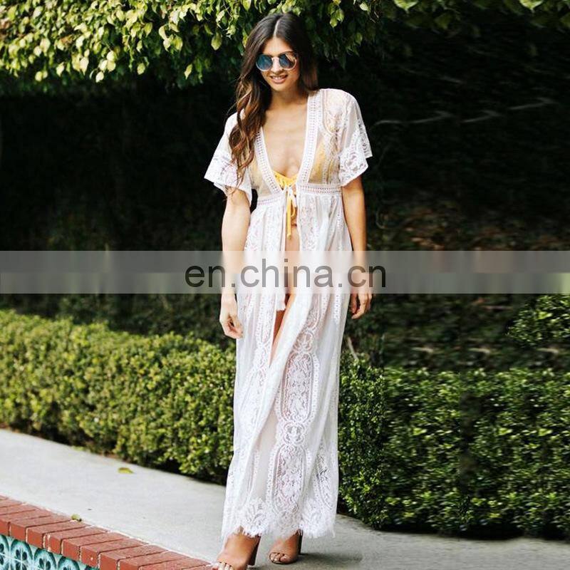 Lace Cover up Beach dress Swimwear Cover up Women Bathing suit Cover ups Kaftan Beach Sarong 2019 Robe de Plage Beachwear