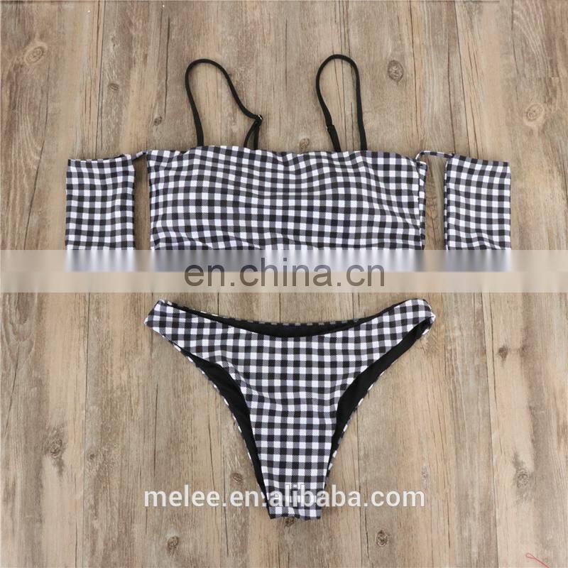 high waist sexy bikini Sexy printing lattice tie Chest pad Thong Beach spa bikinis swimwear women swimsuit biquini swimwear