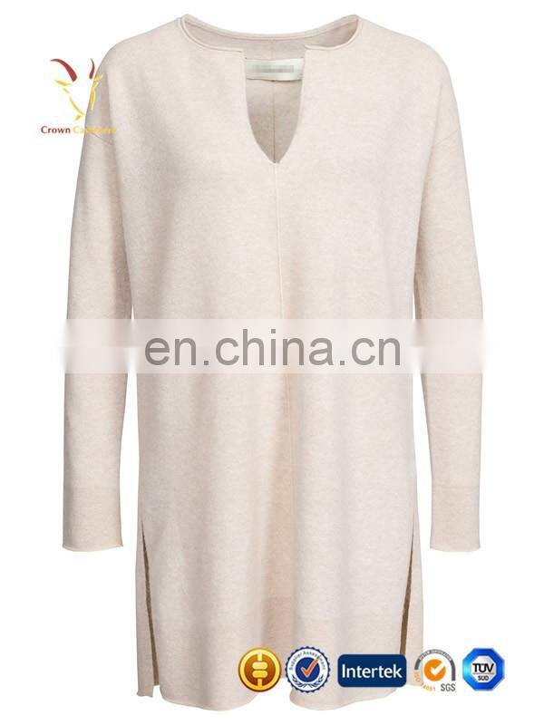 Opening Long Cashmere V Neck Knitwear Womens Sweater
