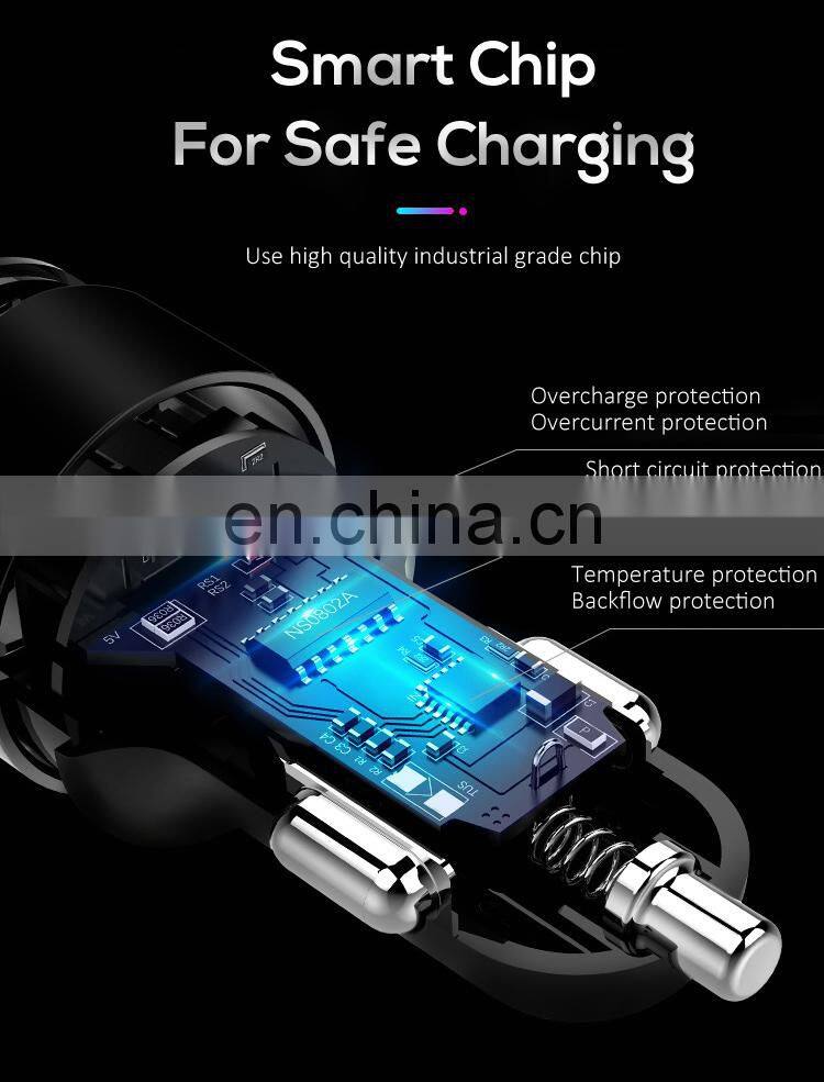Car Charger 3.0 QC 3.0 Dual USB Quick Charging Adapter Car-Charger Type For Micro USB C Cable Phone Charger
