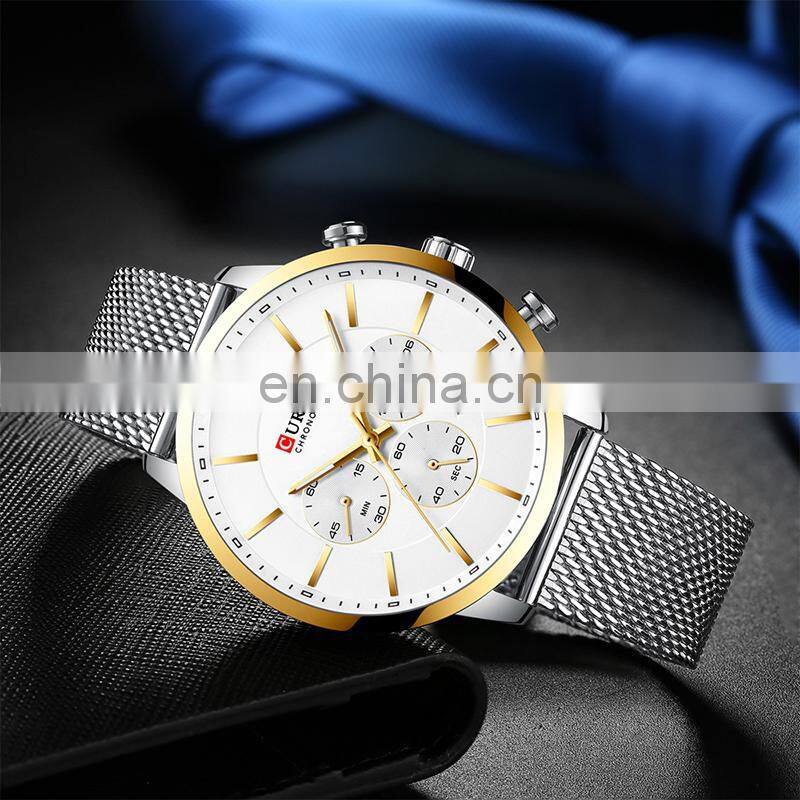 CURREN 8340 Men Calendar Auto Date Popular Men Watches Stainless Steel Mesh Strap Custom Logo Watches