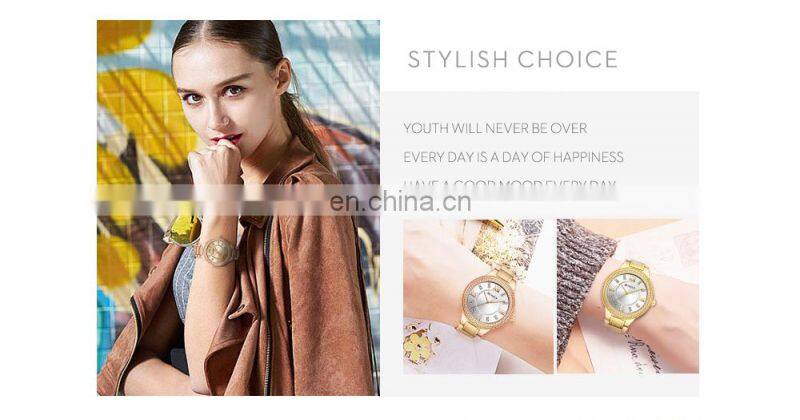 Curren 9004 Luxury Pretty Quartz Watches For Ladies Wristwatch With Mini Diamonds Women Watch