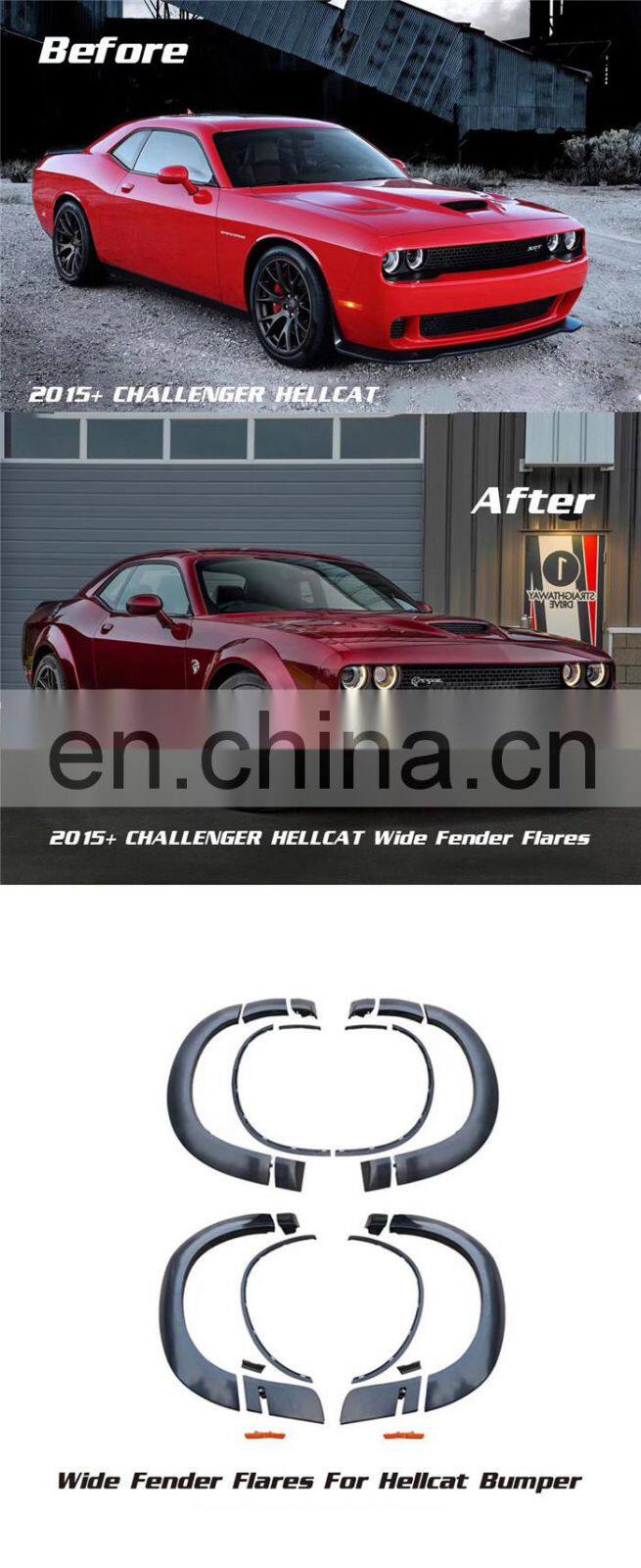 Runde Suitable For Dodge Challenger Upgrade Hellcat Front Bumper Wide Body Wheel Eyebrows Hole-opening Hood Original PP