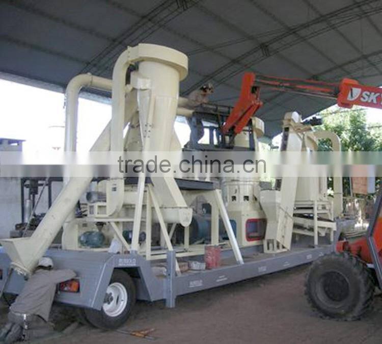 Mobile electric motor wood pellet making line installed in trailer CE
