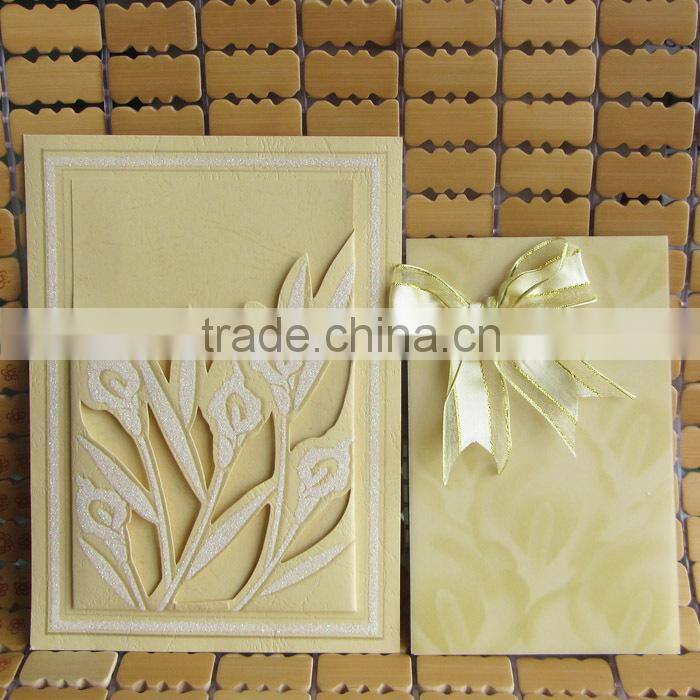 Newest Design Gold Royal Embossed Wedding Invitation Card