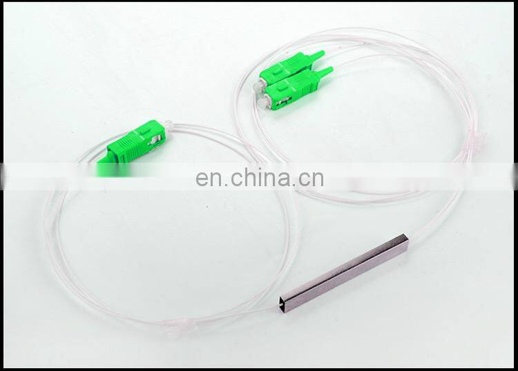 FTTH Mini Type 1:2 SC APC 1x2 way Steel Tube  FBT Unbalanced Splitter