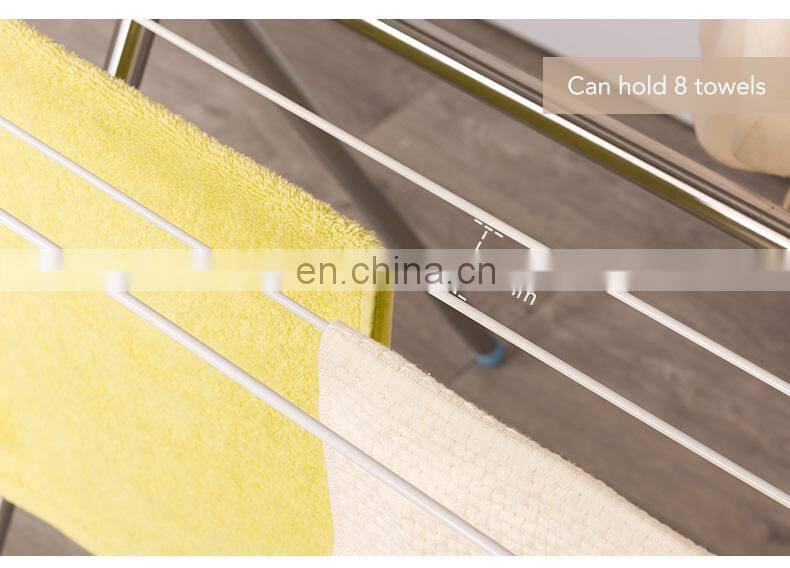 Movable Metal Folding Baby Foldable Clothes Laundry Hanger Cloth Display Rack Stand