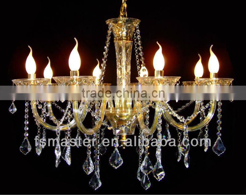 gold/silver Modern cystal Pendant Lights with 8 Lights Chrome Finished/heads crystal pendant light