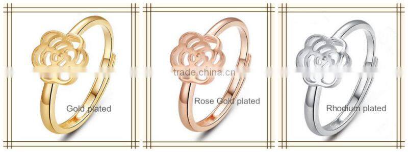 The new pave setting 925 silver female ring Camellia tail ring