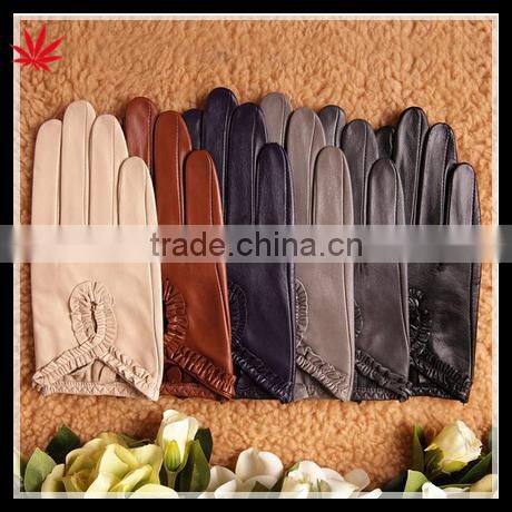 Ladies fashion leather gloves nappa sheep color leather gloves