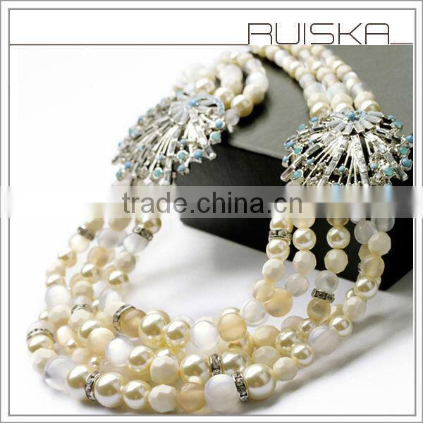 Stick Shaped Crystal Charm Beaded Bib Necklace