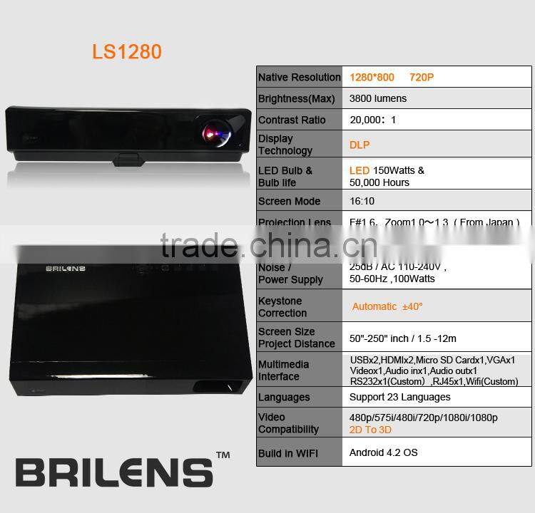 Bulk buy from china LATEST 3800 lumens dustproof LED DLP laser projector,outdoor video projector