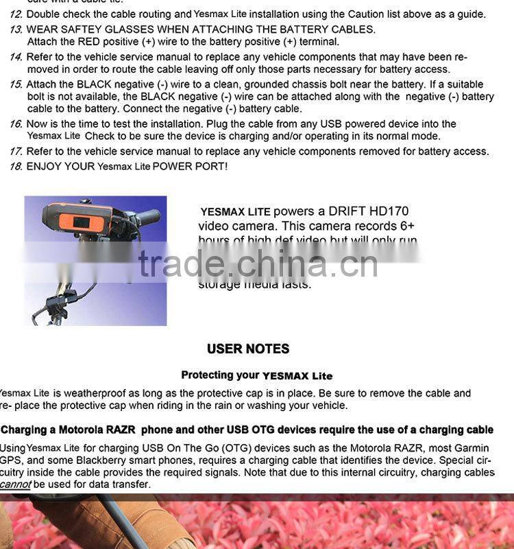 GoldRunhui D0301 12V Motorcycle dual port usb car charger with fuse holder