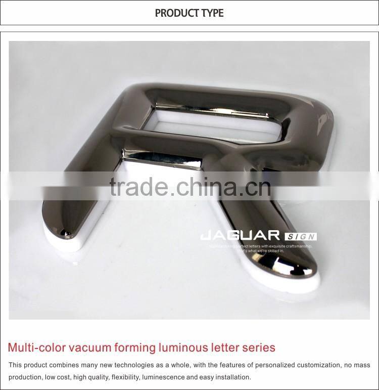 blue led lightign 3d plastic acrylic blister letter sign