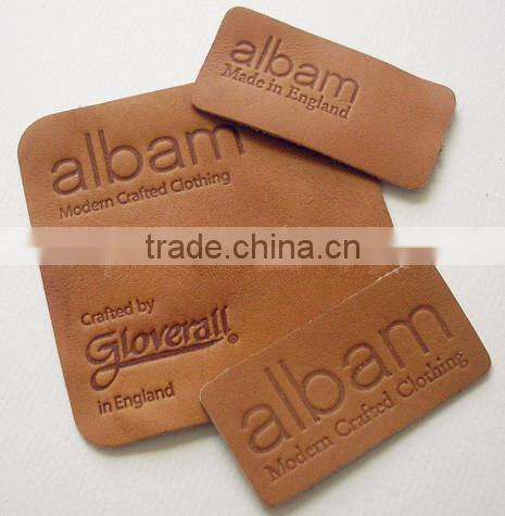 Custom debossed ,embossed leather patch for jeans
