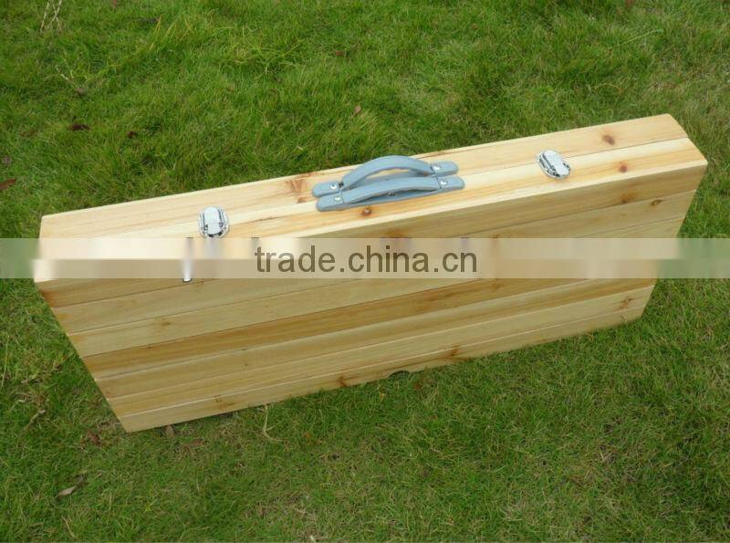folding portabe wooden camping table with 4 seats