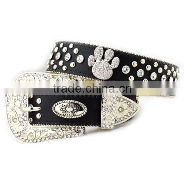 Wholesale Women's Rhinestone Studs Zebra Cross Belts