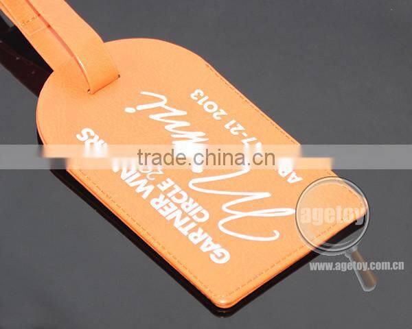 Orange Color Printing Logo Miami Souvenir Promotional Custom Leather Luggage Tags