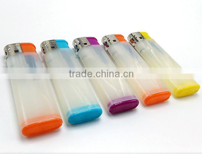 Hot selling semi transparent colored plastic lighter