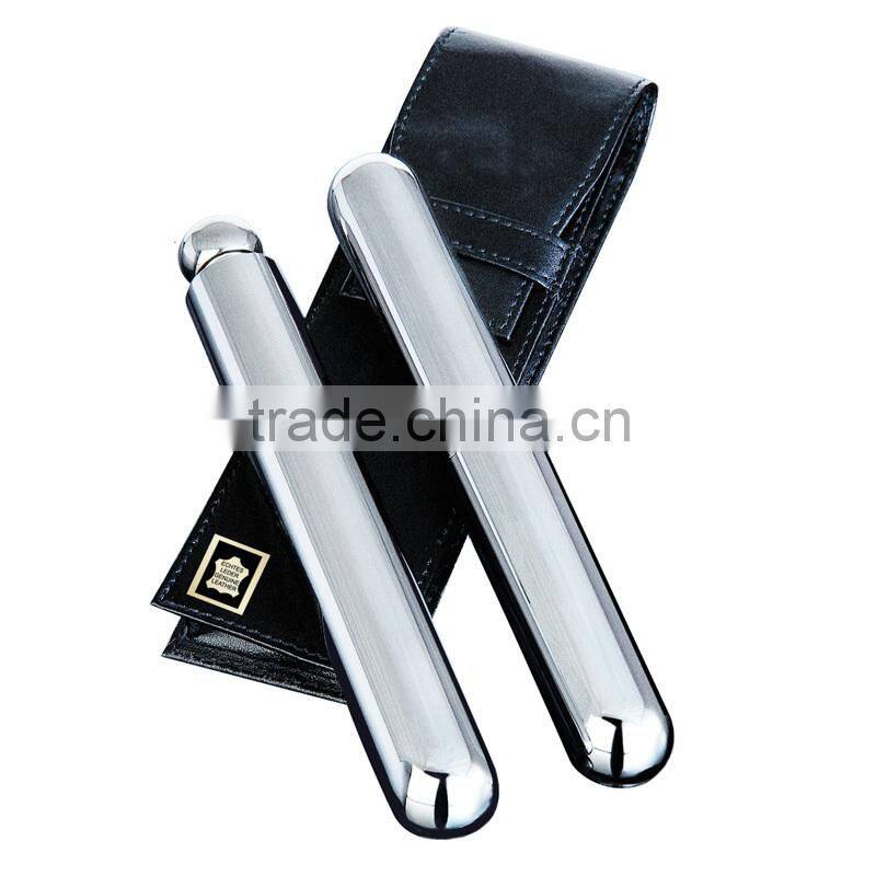 Premium Stainless Steel Cigar Tube and Flask in Leather Pouch /Holder