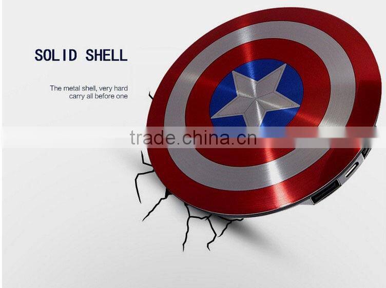 The Shield of Captain America Ultra Thin Li-polymer Battery Power Bank Factory supply captain america power bank
