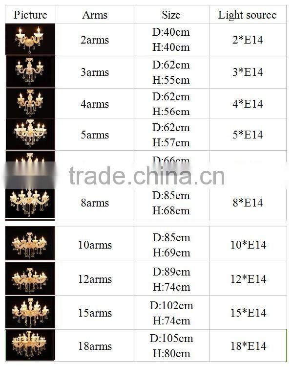 Baccarat Style Luxury Crystal Chandelier in Multiple Colors