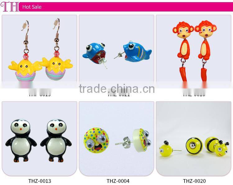 factory wholesale low price fish and turtle shape resin drop earring trendy tribal old model earrings for child