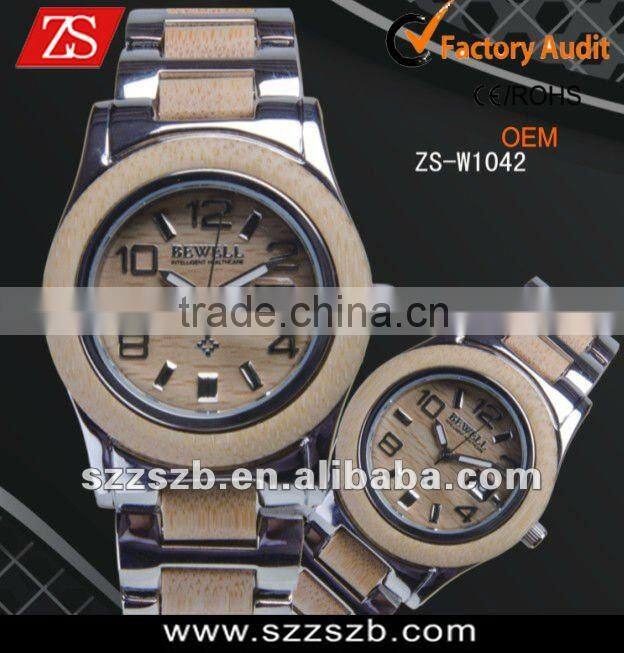 2016 Top selling Timeproof wooden Watch with IPG/IPS/IP Black Metal Case and Band ,Japan Movement 2015/2115 ,3ATM Waterproof