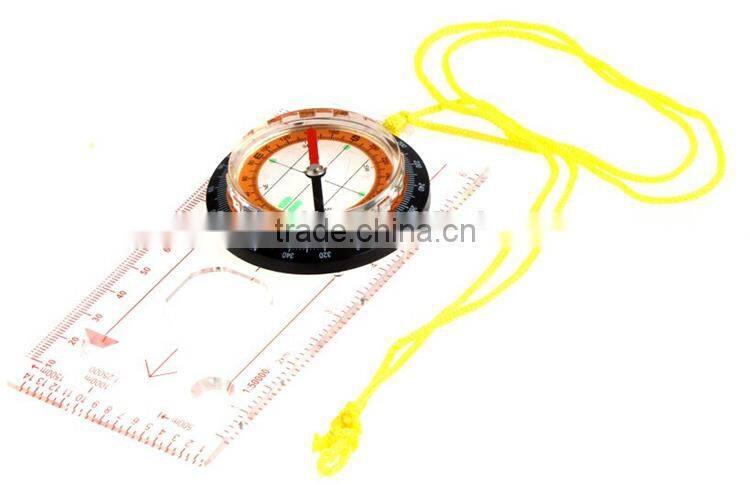 outdoor camping baseplate map compass with ruler and magnifier