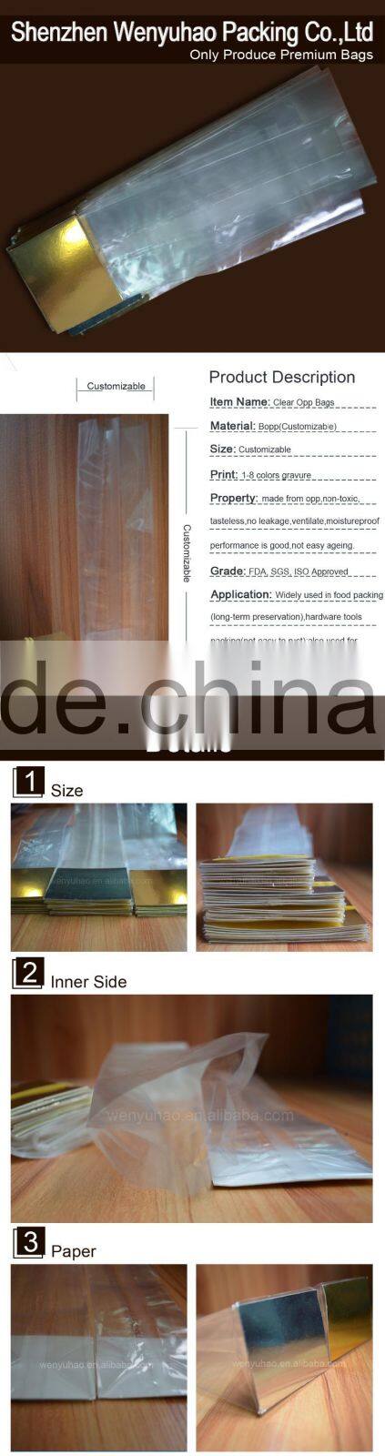 factory wholesale no printed clear opp packing bags , custom size transparent opp bags