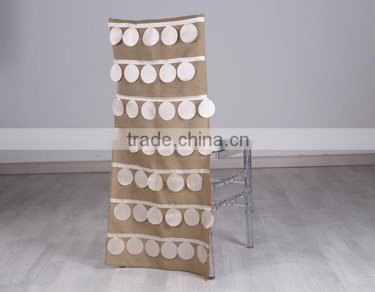 2015 New style burlap and patal taffeta chair cover wholesale