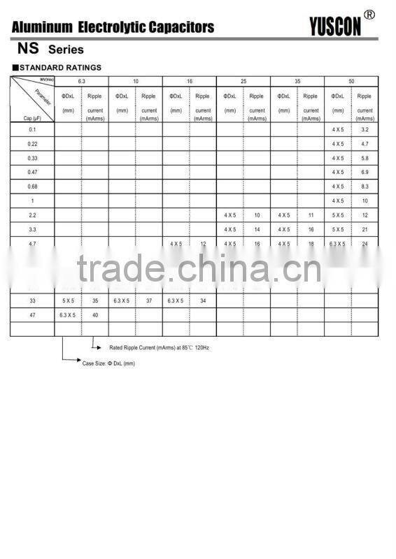 47uF 16V Radial Electrolytic Capacitors for mobile