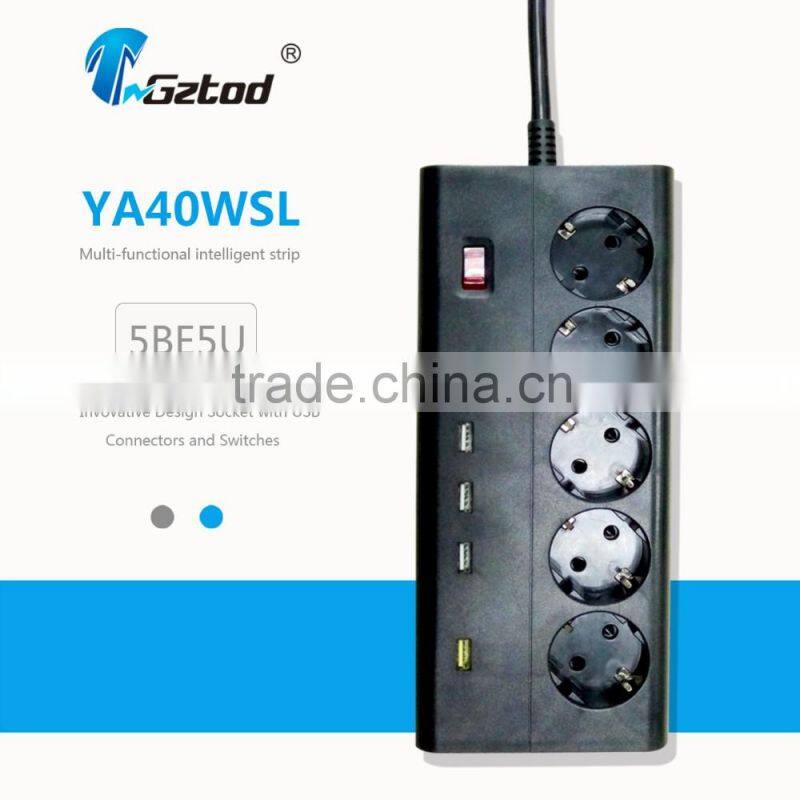 new arrival Euro 5 outlet electrical distribution board with usb port FC3.0 high speed charger surge protection