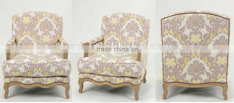 Classic Hand Carved Nail desigend Cotton Fabric Leisure Living Soft Bag Armchair(CH-299-OAK)