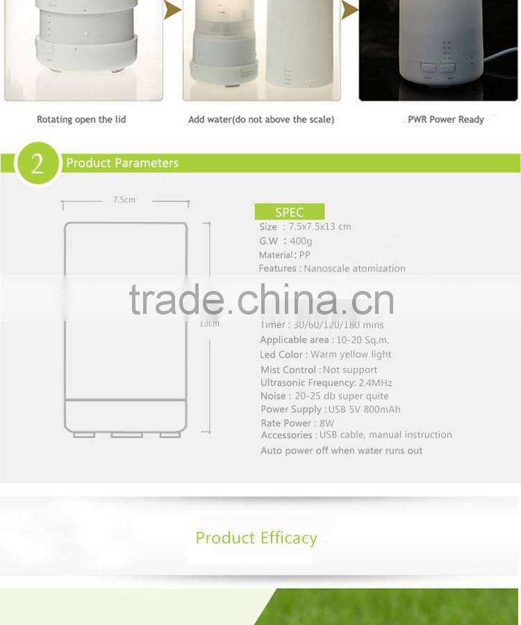 Oil Cool Mist Mini Ultrasonic Humidifier and High quality mini USB humidifier with LED night light