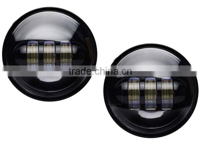4-1/2" Halo Black LED Auxiliary Spot Fog Passing Lights Lamps Pair Harley Motorcycle