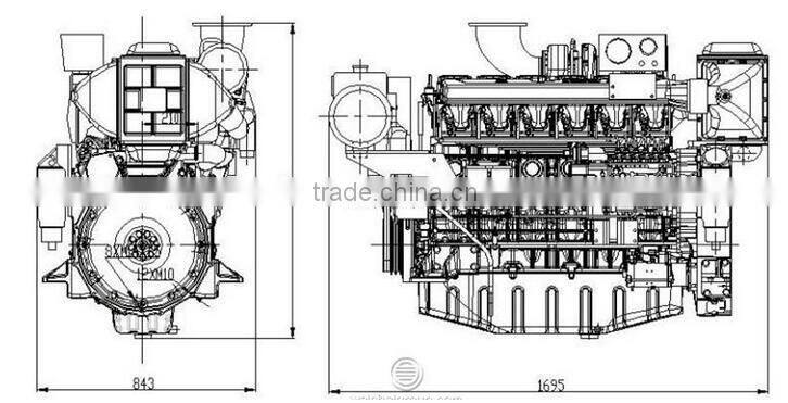 400KW Weichai BAUDOUIN France 6M26 marine diesel generator set