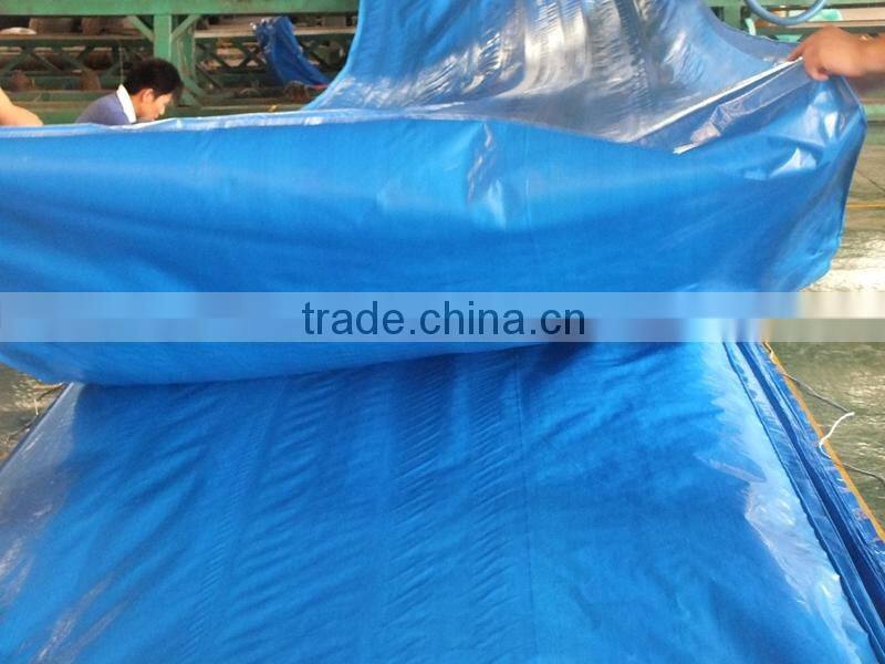 double blue high quality pe tarpaulin sheet trestle leno woven fabric high tensible strong striped hem 1 meter interval anti-uv