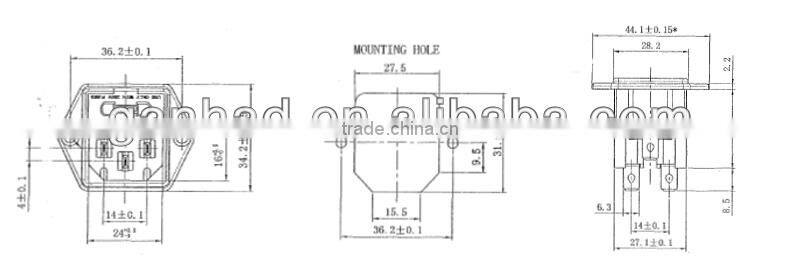 IEC C14 socket with switch&socket with cover