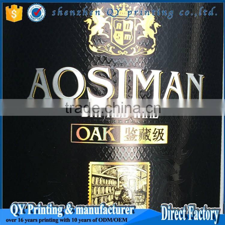 Custom UV embossing stamping personalized wine labels manufacturers