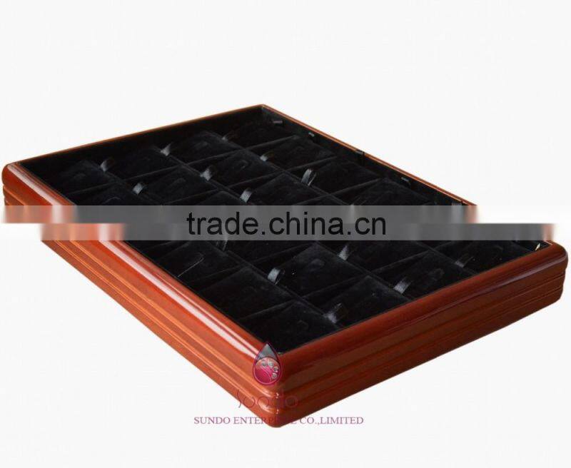 High-end glossy stackable wooden jewelry display tray