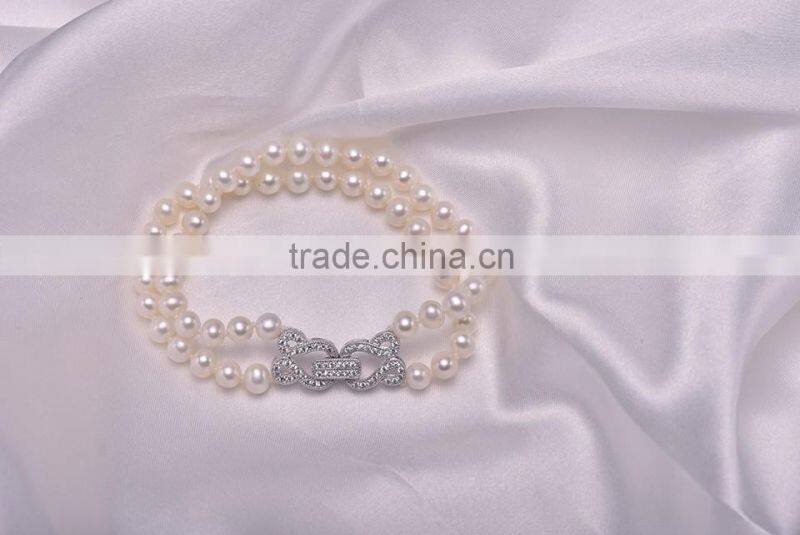 Fashion Elegant fresh water white color real pearl bracelets for women