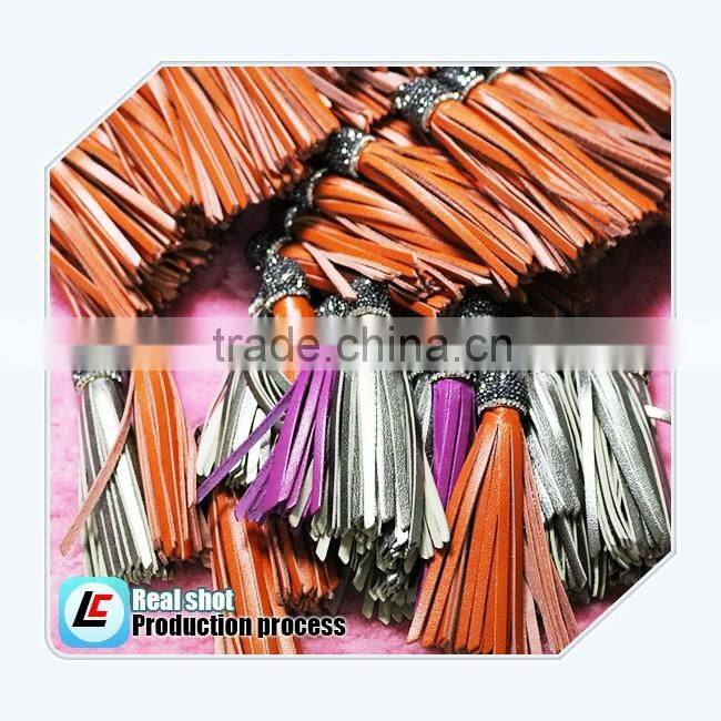 Fashionable female decorative orange cowleather tassel for necklace in 2015
