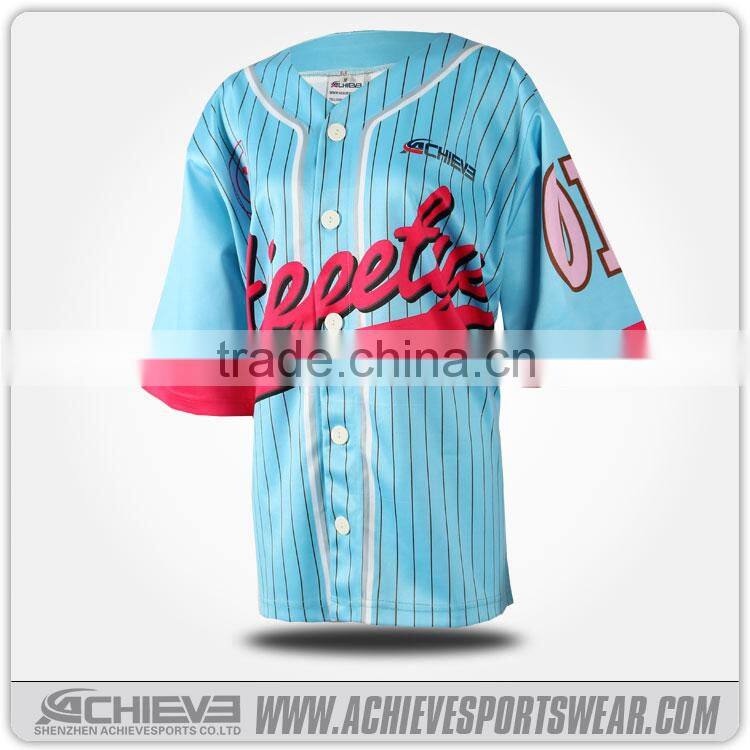 custom design and printing full button baseball jersey