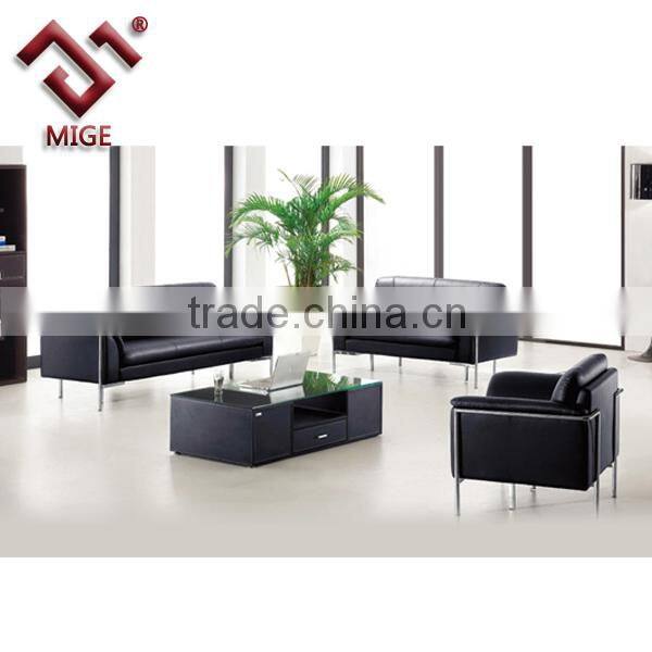 Black leather sofa ,solid wood structure